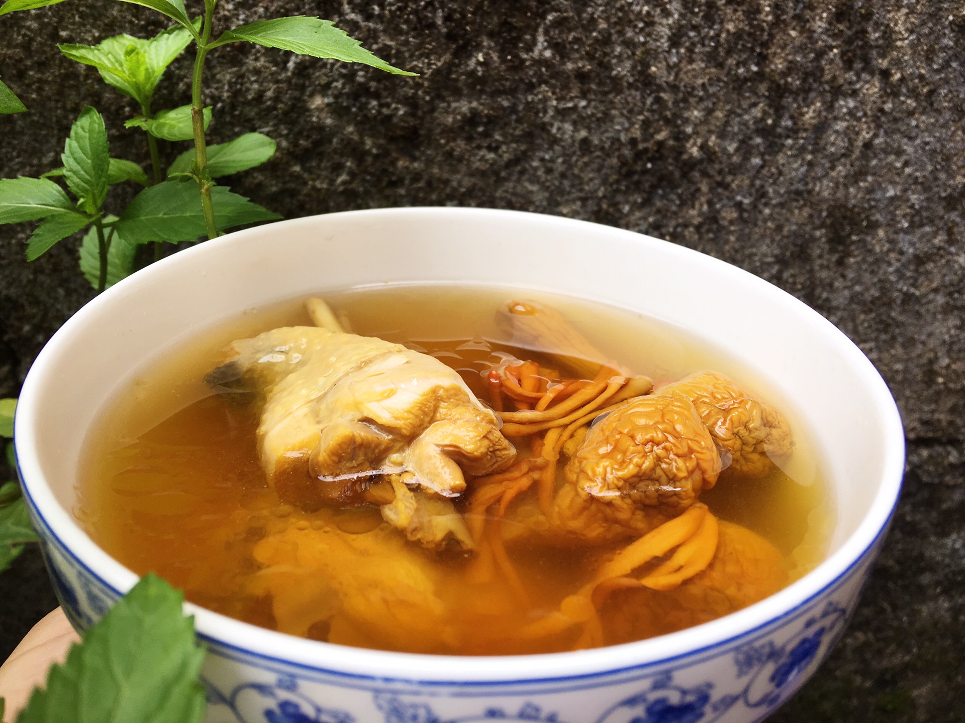 姬松茸灵芝虫草花鸡汤