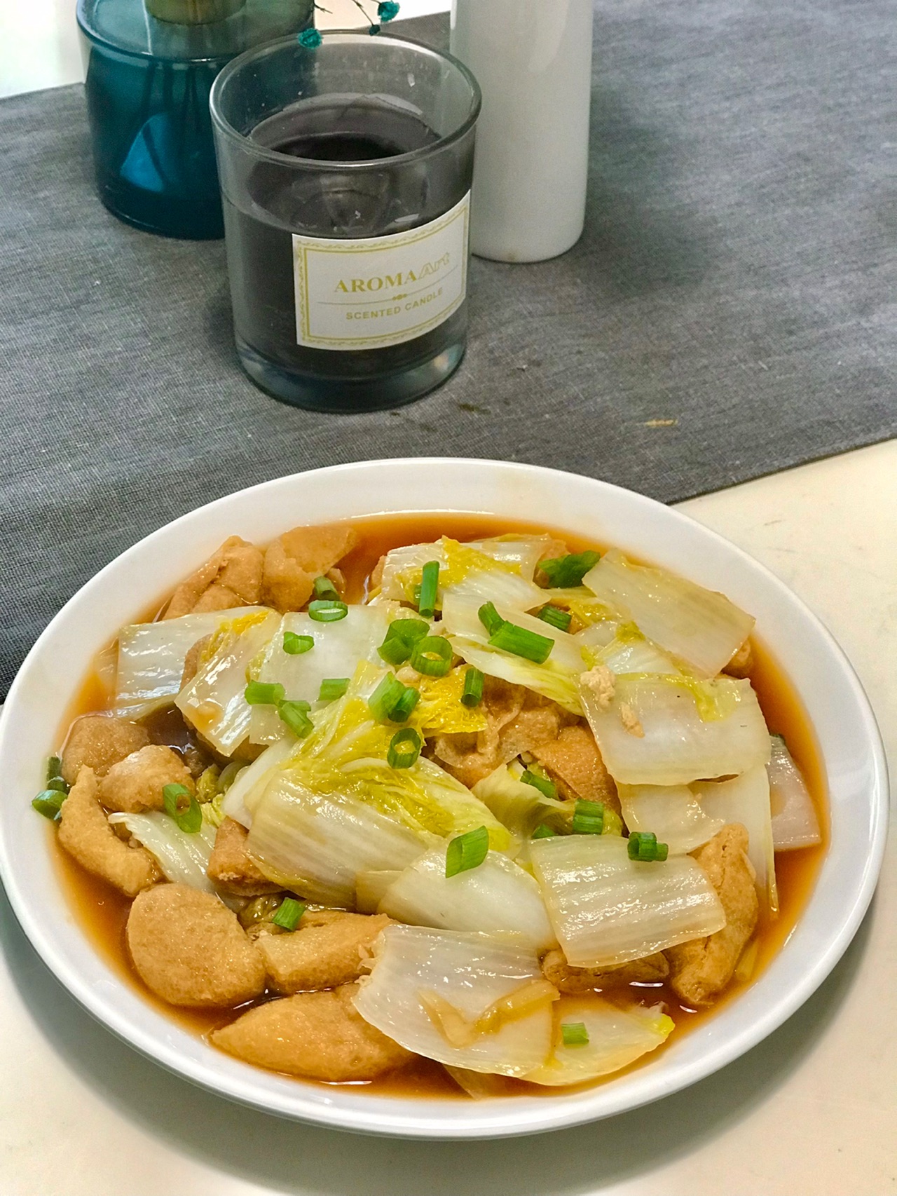 娃娃菜焖油豆腐