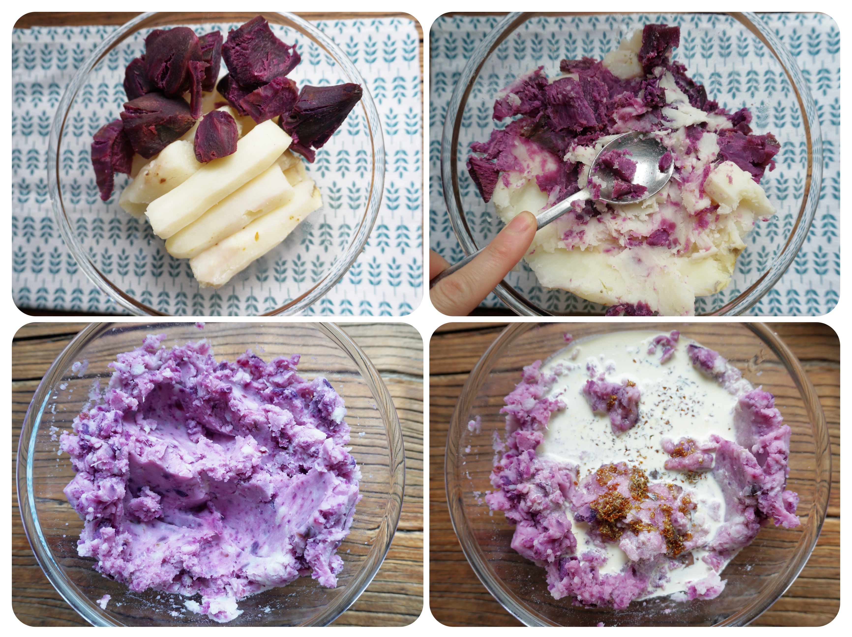 教你用紫薯做千层花卷，营养美味颜值高，蒸出来松软多层 - 哔哩哔哩