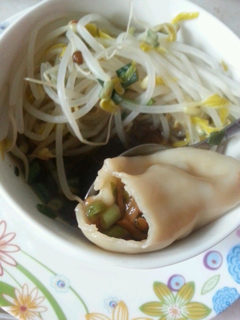 快速养生之素饺豆芽汤
