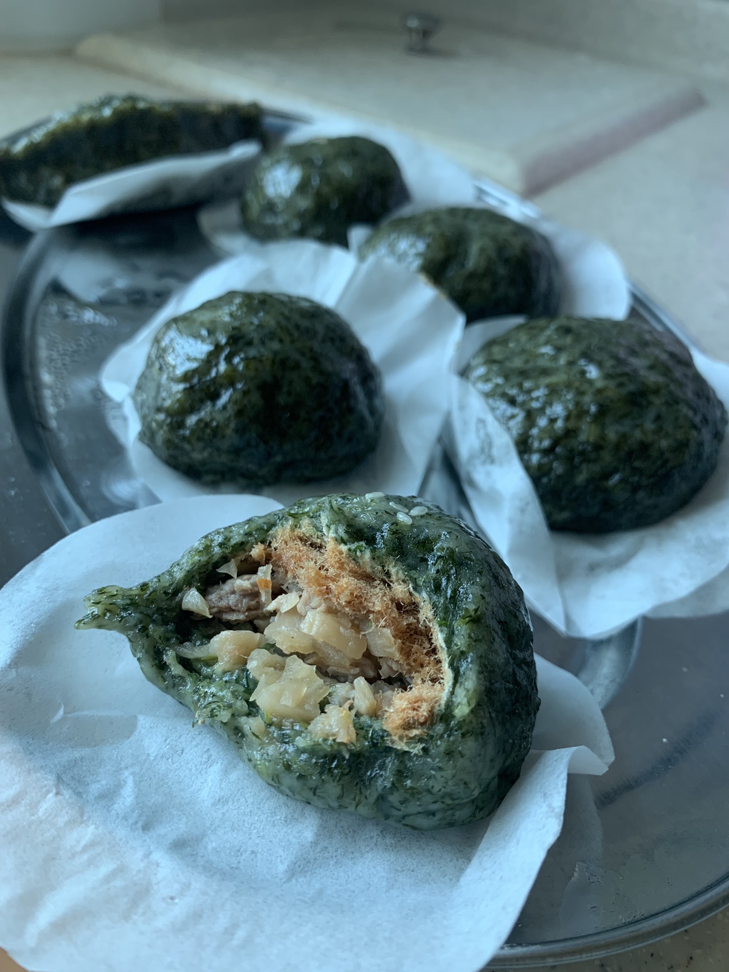 家乡味:艾粄(花生芝麻馅&菜脯&咸蛋黄肉松)