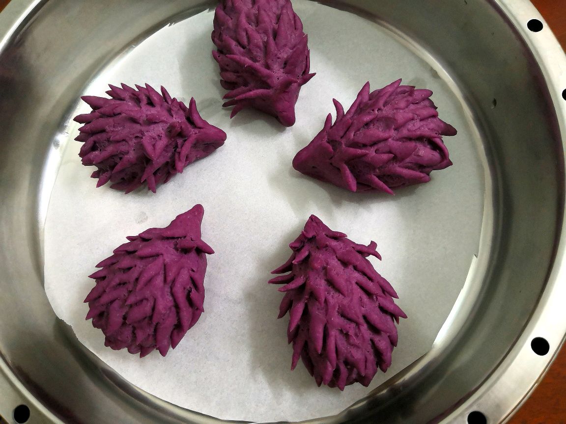 童年不同样,美食有花样#紫薯刺猬包的做法图解17