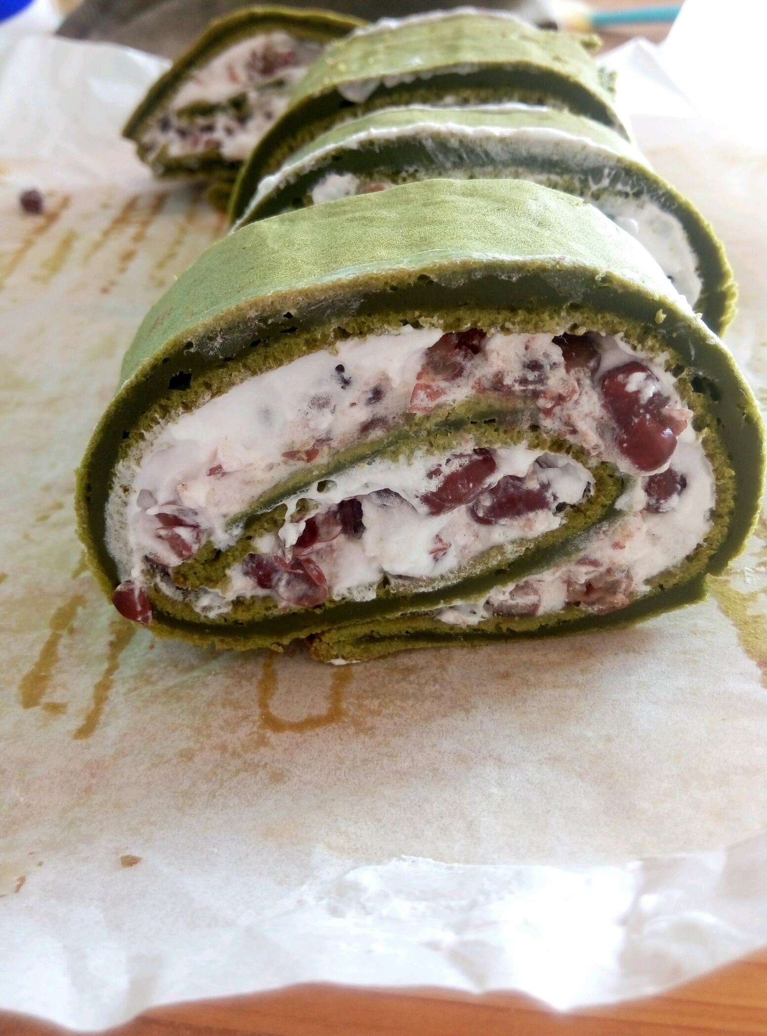 抹茶红豆卷