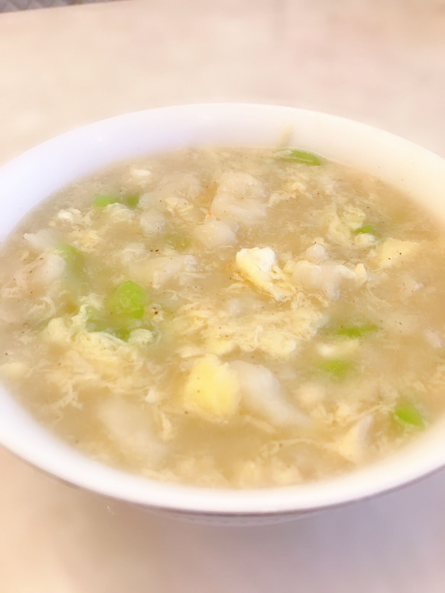 虾米鸡蛋丝瓜疙瘩汤