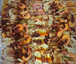 蒜蓉金针菇烤虾的做法