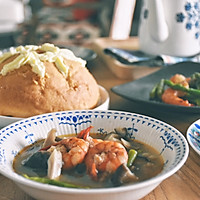 鲜虾芦笋烤蘑菇配汤的做法图解3