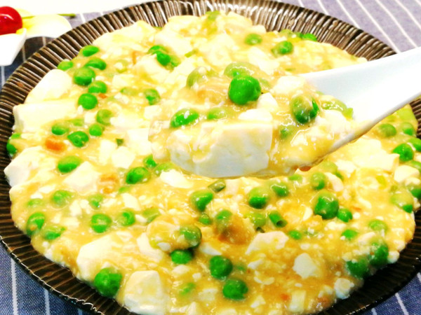 香浓鲜美～豌豆咸蛋黄豆腐羹