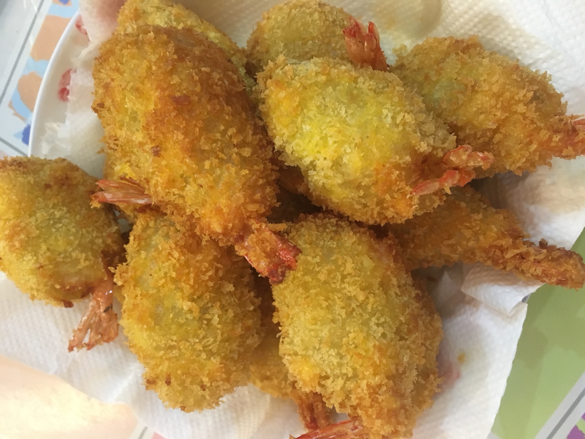 Fried shrimp balls with mashed potatoes