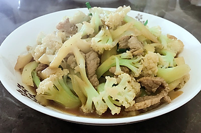 肉片炒花菜