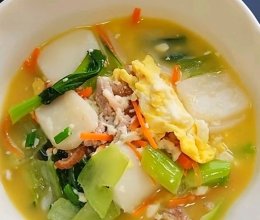 青菜豆腐鸡蛋年糕汤的做法