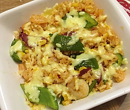 芝士虾仁焗饭的做法