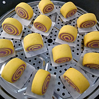 南瓜紫薯馒头卷的做法图解3