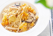 菌菇鸡肉饭 宝宝辅食，土豆+南瓜+口蘑+大米的做法