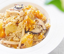 菌菇鸡肉饭 宝宝辅食，土豆+南瓜+口蘑+大米的做法