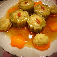 苦瓜酿鸡肉的做法图解4