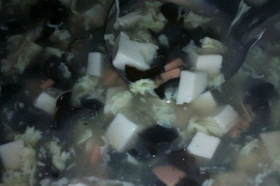 木耳豆腐火腿鸡蛋羹