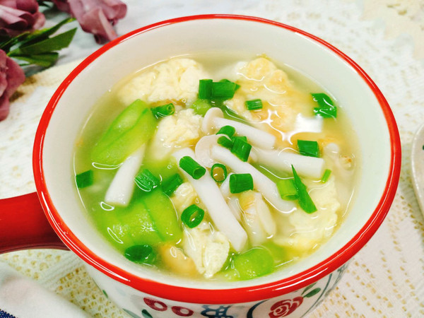 低脂减肥餐！鲜美清爽丝瓜菌菇鸡蛋汤！