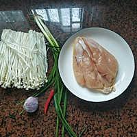 金针菇蒸鸡胸肉的做法图解1