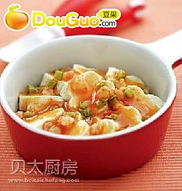 鲜虾蒸豆腐