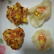 宝宝辅食～虾肉鸡蛋胡萝卜蒸饺（煎饼）