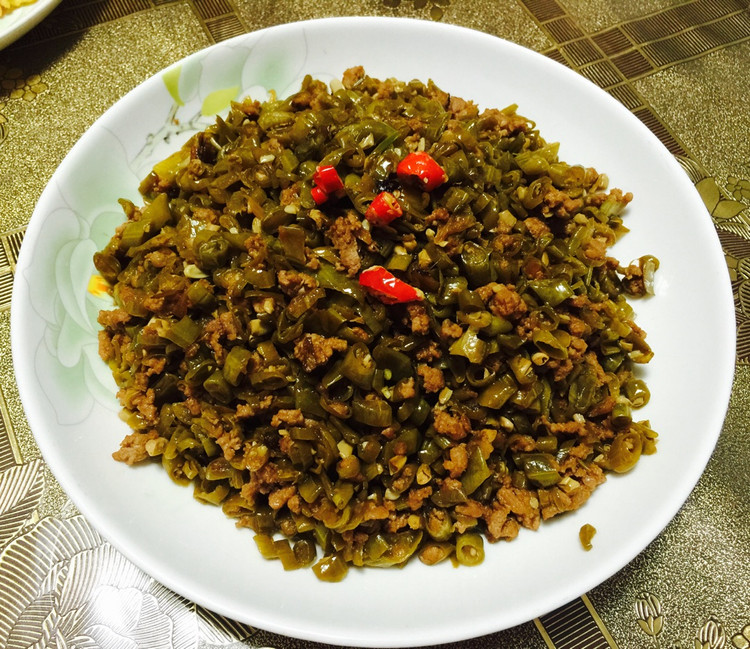 肉末酸豆角的做法