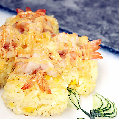 奶酪蝴蝶虾饭团