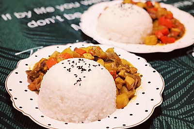 土豆胡萝卜鸡胸肉咖喱饭