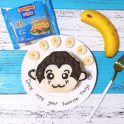 芝士萌娃三明治|芝士香蕉小猴