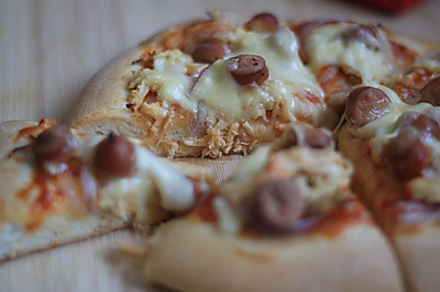 烤箱试用 香肠鸡肉双拼披萨
