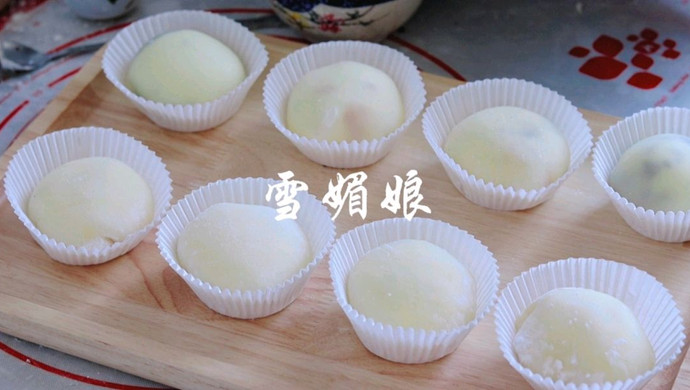 下午茶：旺强做了雪媚娘，软乎乎的特别好吃