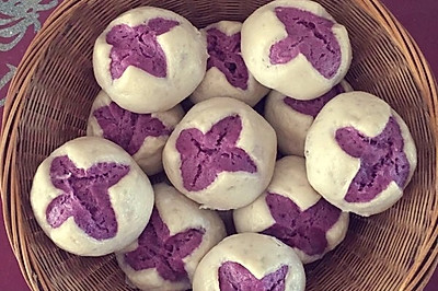 开花紫薯馒头