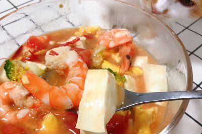 虾仁豆腐鲜蔬汤