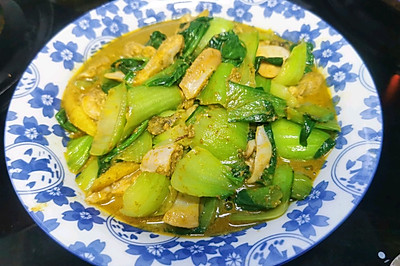 青菜炒蚌肉