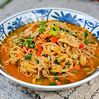 #外婆乡炒出火锅香#金针菇豆皮麻辣煲的做法图解7
