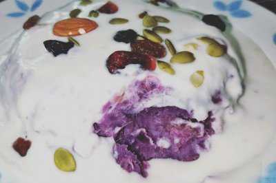 紫薯泥酸奶坚果塔(减脂美食)