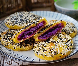 #年味十足的中式面点#紫薯南瓜饼的做法