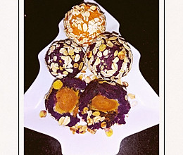 无糖无面粉低卡#燕麦紫薯蛋黄酥的做法