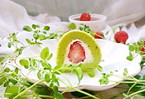 青汁奶油草莓卷的做法
