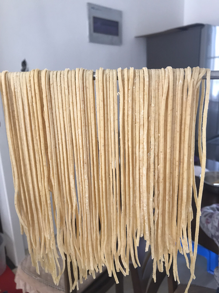 熟黄豆粉面条#自制筋道面条（机子压面）熟黄豆粉的妙用的做法