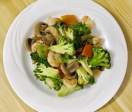 西兰花蘑菇炒虾仁的做法