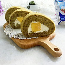 芒果绿茶蛋糕卷#安佳烘焙学院#