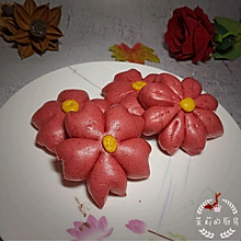 #换着花样吃早餐#无需工具果蔬汁做造型馒头（附三款造型花）
