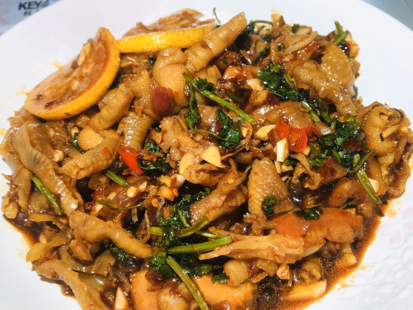 Red lemon chicken feet