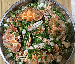 #巨下饭的家常菜#简单新吃法：葱油粉丝蒸红蟹的做法