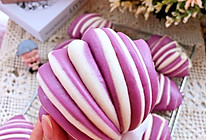 治愈系面食～紫薯双色贝壳花卷的做法