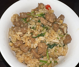 香菜炒牛肉拌饭的做法