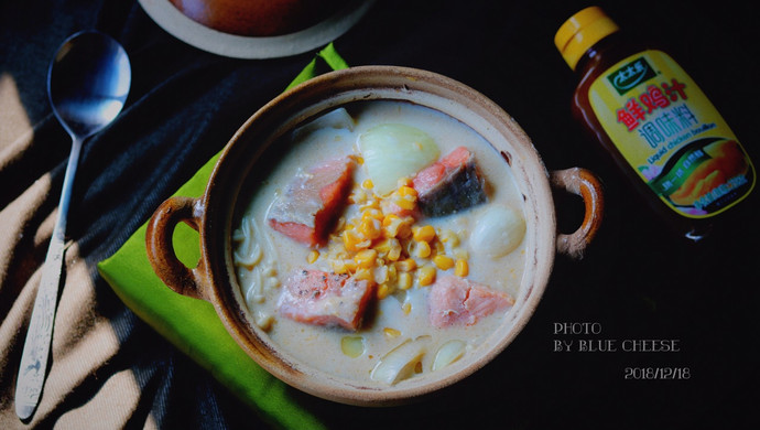 奶油三文鱼味噌汤锅