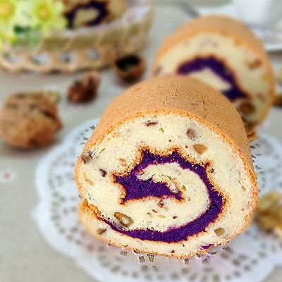 核桃紫薯蛋糕卷