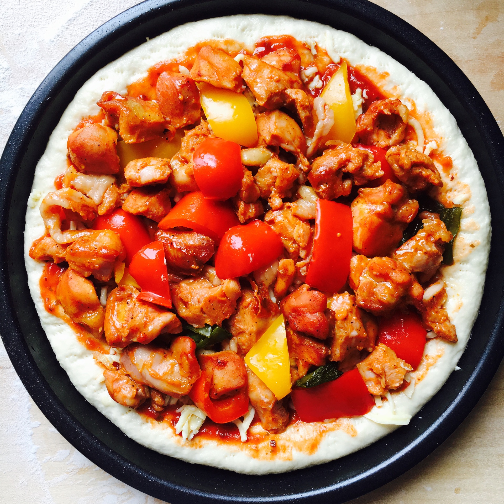 鸡肉披萨的做法_【图解】鸡肉披萨怎么做如何做好吃_鸡肉披萨家常做法大全_缘豆儿_豆果美食