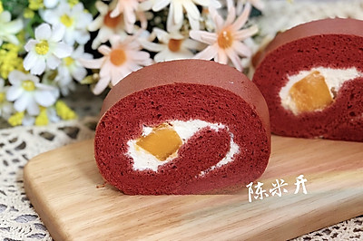红丝绒芒果蛋糕卷